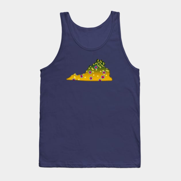 Brook Trout Fish Virginia State Map Fishing Gifts Tank Top by TeeCreations